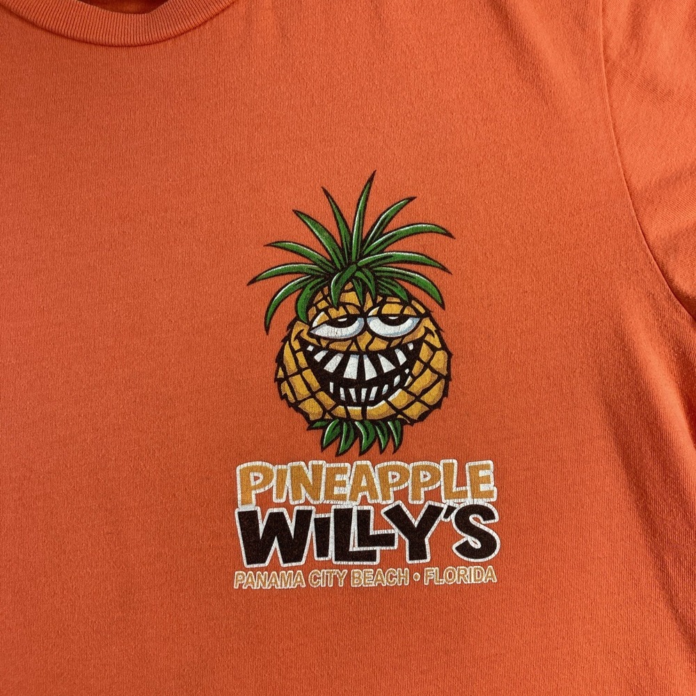 Pineapple Willy's Shirt Adult Medium Orange Panama Beach Florida Graphic Tee SS - Picture 4 of 15